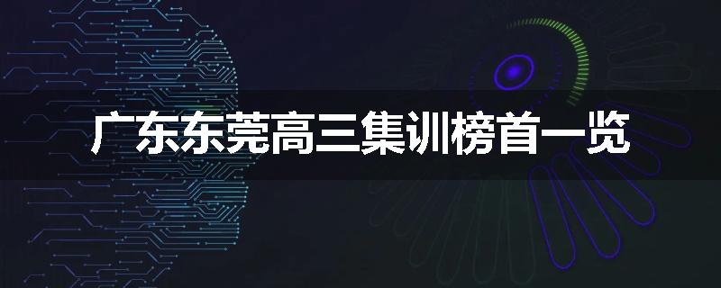 广东东莞高三集训榜首一览