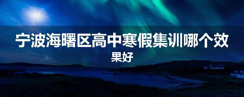 宁波海曙区高中寒假集训哪个效果好