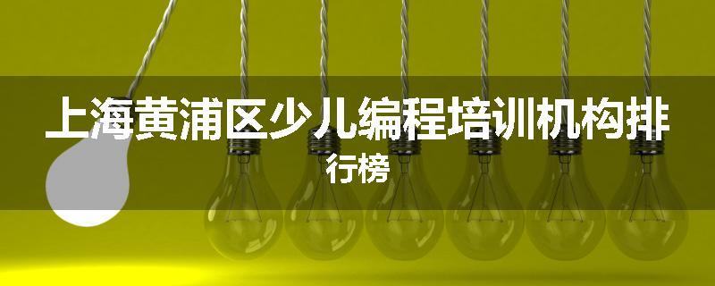 上海黄浦区少儿编程培训机构排行榜