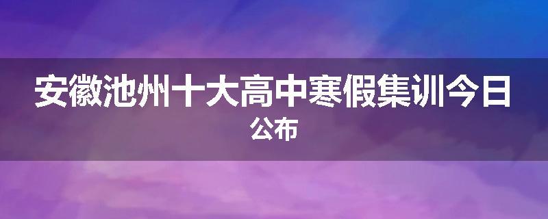 安徽池州十大高中寒假集训今日公布