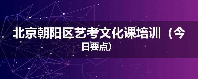北京朝阳区艺考文化课培训（今日要点）