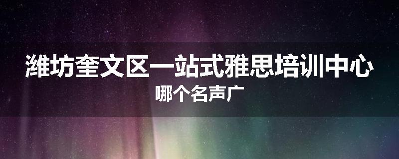潍坊奎文区一站式雅思培训中心哪个名声广