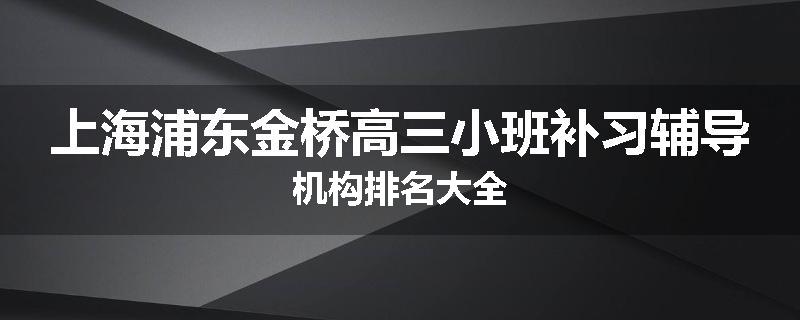 上海浦东金桥高三小班补习辅导机构排名大全