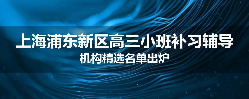 上海浦东新区高三小班补习辅导机构精选名单出炉