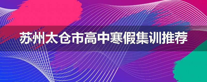 苏州太仓市高中寒假集训推荐