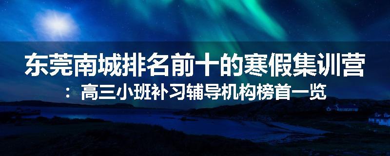 东莞南城排名前十的寒假集训营：高三小班补习辅导机构榜首一览