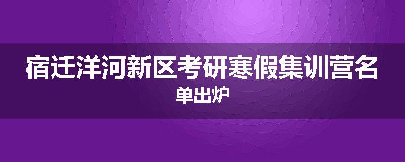 宿迁洋河新区考研寒假集训营名单出炉