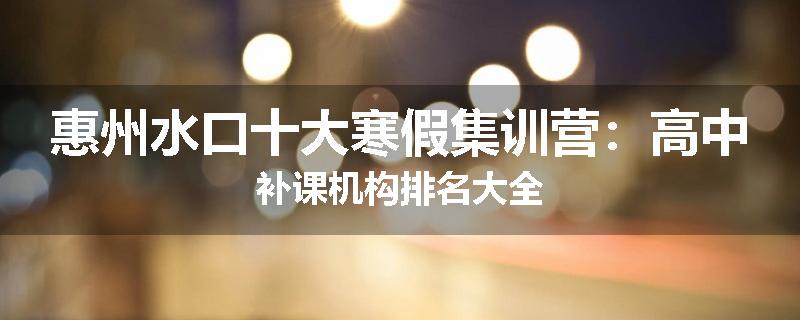 惠州水口十大寒假集训营：高中补课机构排名大全