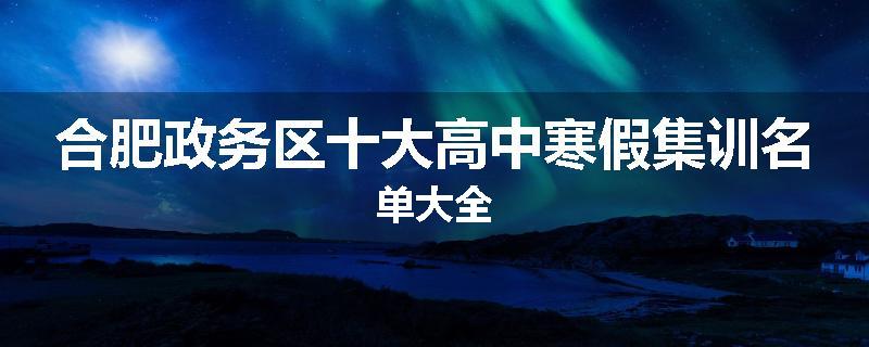 合肥政务区十大高中寒假集训名单大全