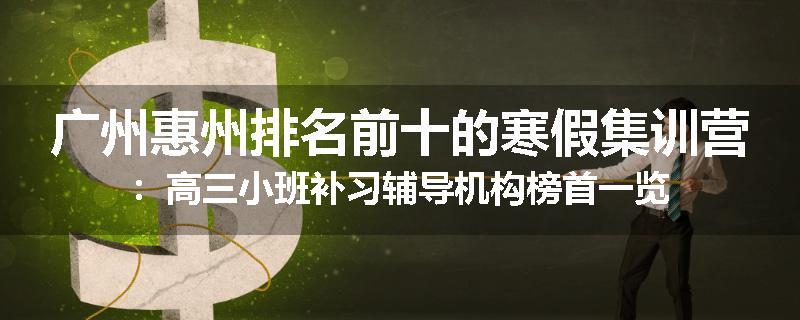 广州惠州排名前十的寒假集训营：高三小班补习辅导机构榜首一览