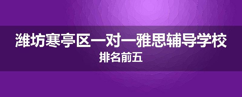 潍坊寒亭区一对一雅思辅导学校排名前五