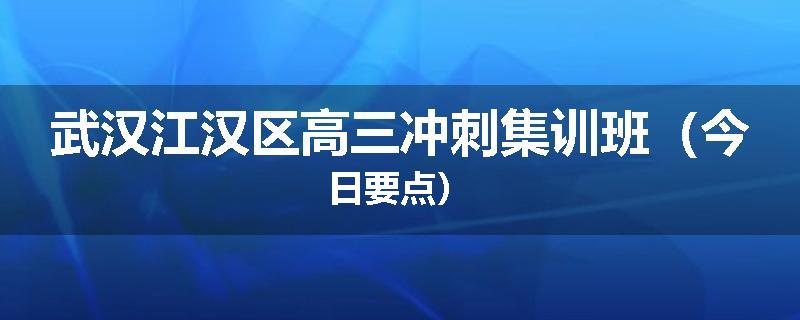 武汉江汉区高三冲刺集训班（今日要点）
