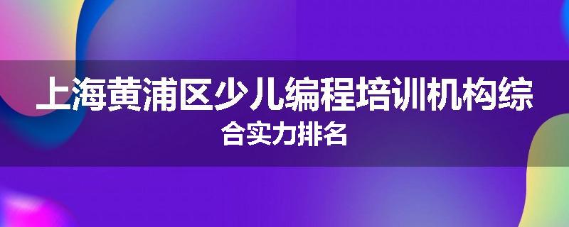 上海黄浦区少儿编程培训机构综合实力排名