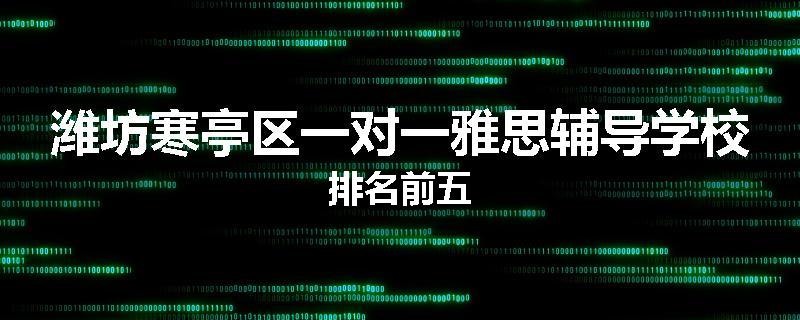 潍坊寒亭区一对一雅思辅导学校排名前五