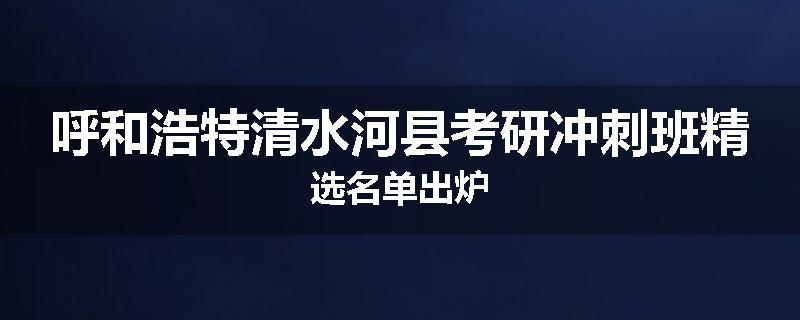 呼和浩特清水河县考研冲刺班精选名单出炉