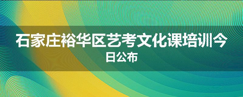 石家庄裕华区艺考文化课培训今日公布