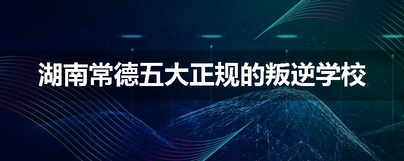 湖南常德五大正规的叛逆学校