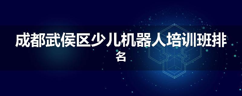 成都武侯区少儿机器人培训班排名