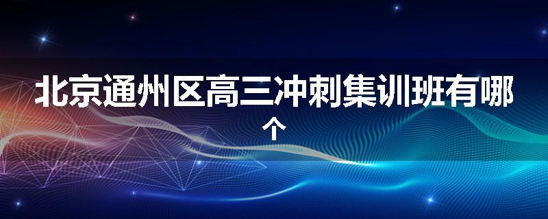 北京通州区高三冲刺集训班有哪个