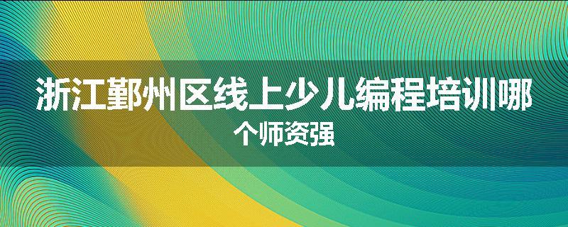 浙江鄞州区线上少儿编程培训哪个师资强