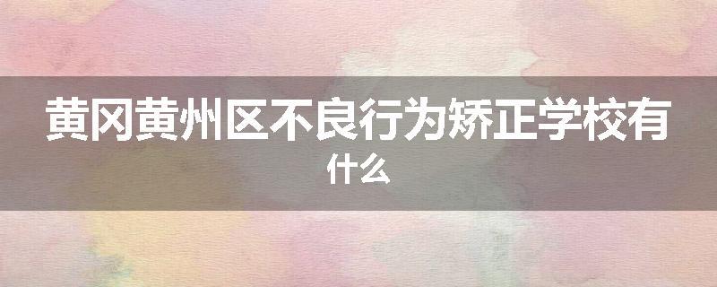黄冈黄州区不良行为矫正学校有什么