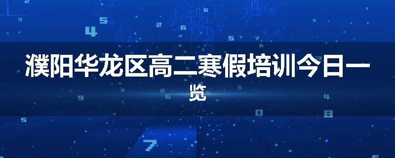 濮阳华龙区高二寒假培训今日一览