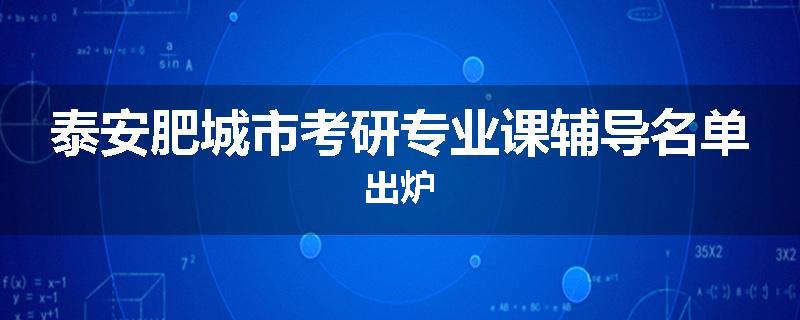 泰安肥城市考研专业课辅导名单出炉