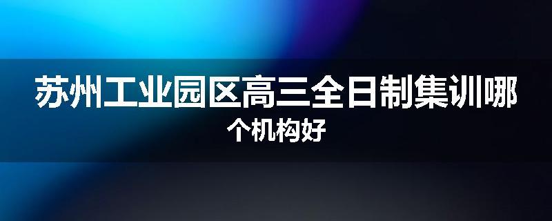 苏州工业园区高三全日制集训哪个机构好