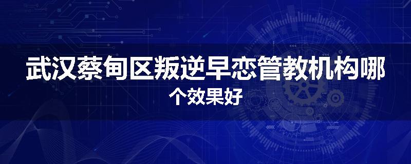 武汉蔡甸区叛逆早恋管教机构哪个效果好