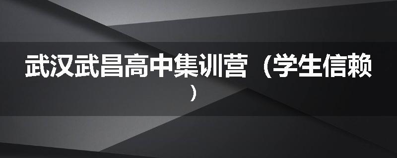 武汉武昌高中集训营（学生信赖）