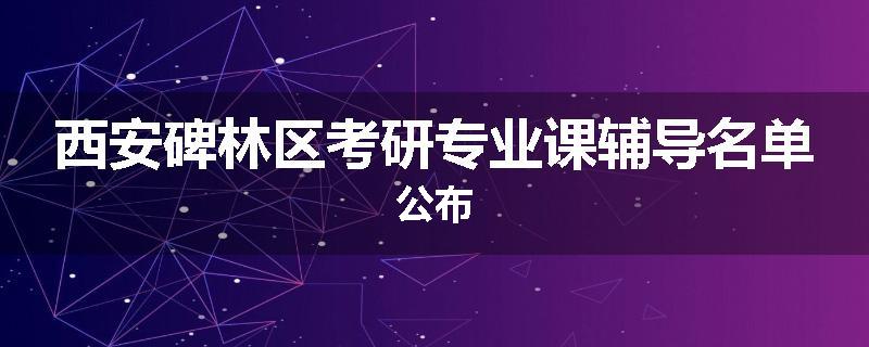 西安碑林区考研专业课辅导名单公布