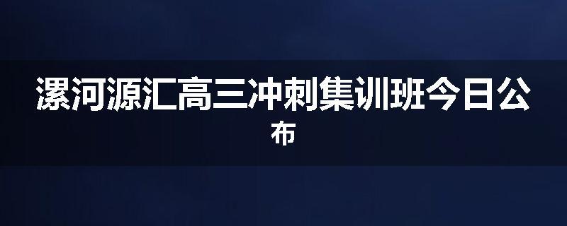 漯河源汇高三冲刺集训班今日公布