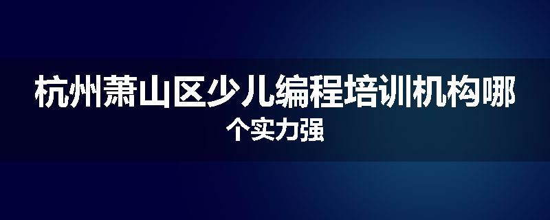 杭州萧山区少儿编程培训机构哪个实力强