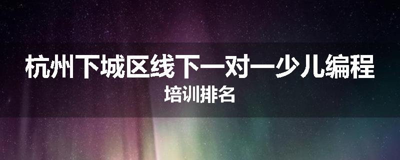 杭州下城区线下一对一少儿编程培训排名