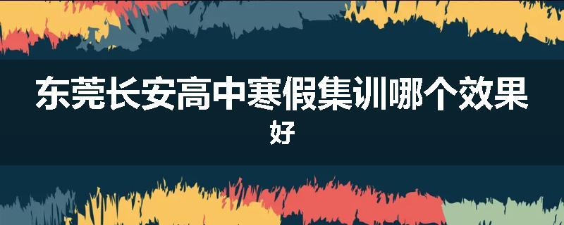 东莞长安高中寒假集训哪个效果好