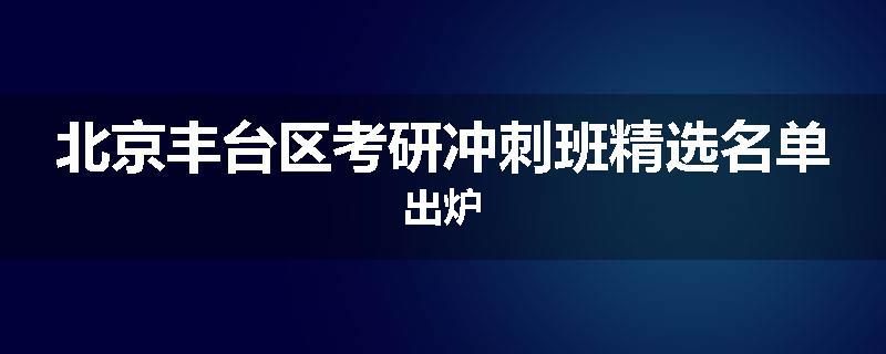 北京丰台区考研冲刺班精选名单出炉