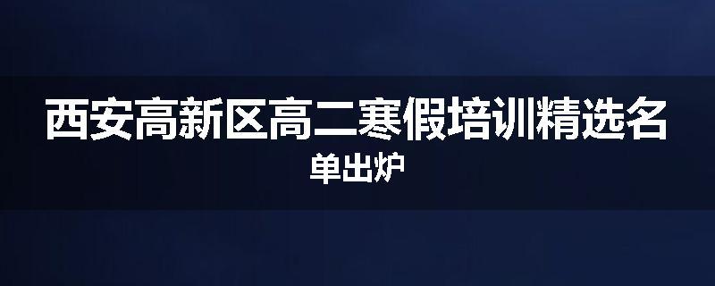西安高新区高二寒假培训精选名单出炉