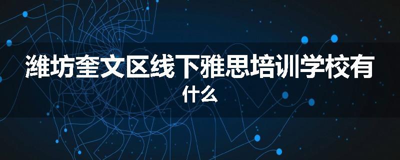 潍坊奎文区线下雅思培训学校有什么
