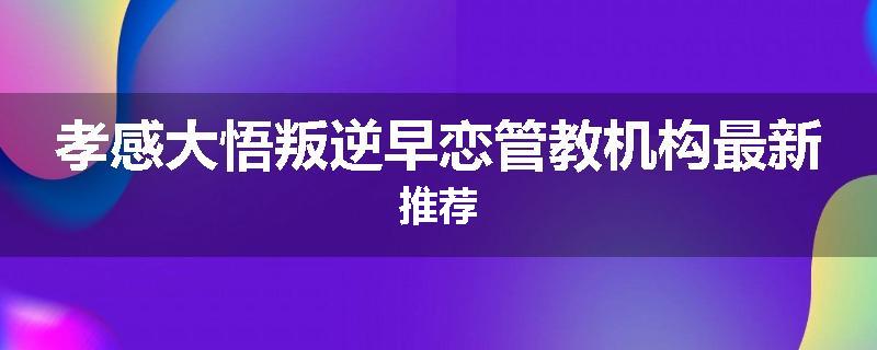 孝感大悟叛逆早恋管教机构最新推荐