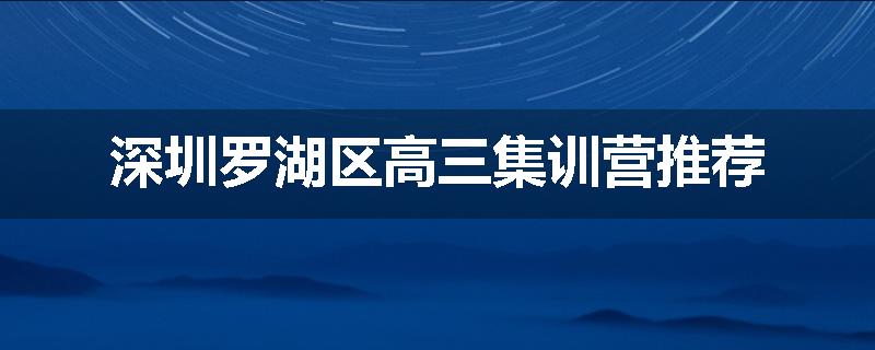 深圳罗湖区高三集训营推荐