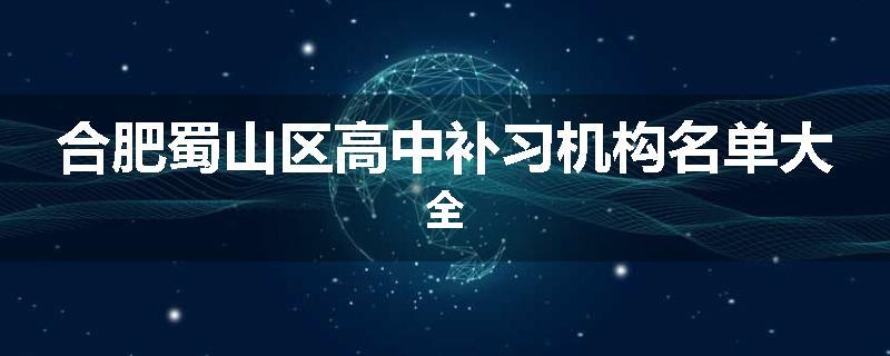 合肥蜀山区高中补习机构名单大全