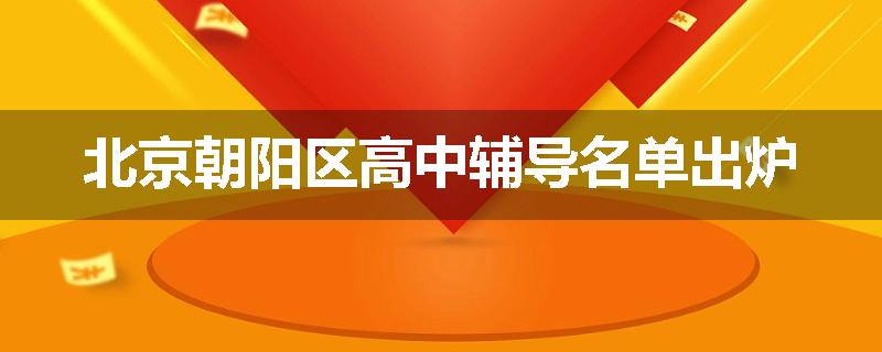 北京朝阳区高中辅导名单出炉
