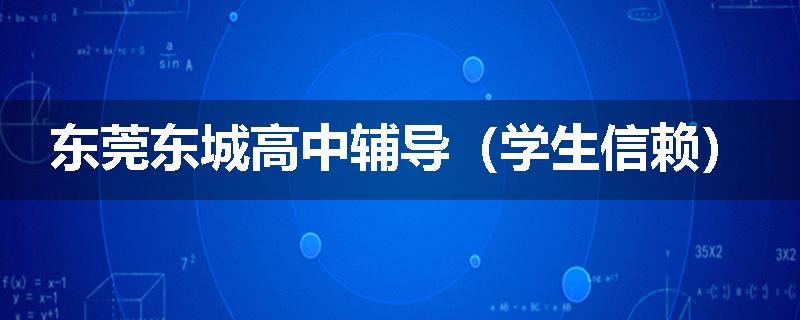 东莞东城高中辅导（学生信赖）