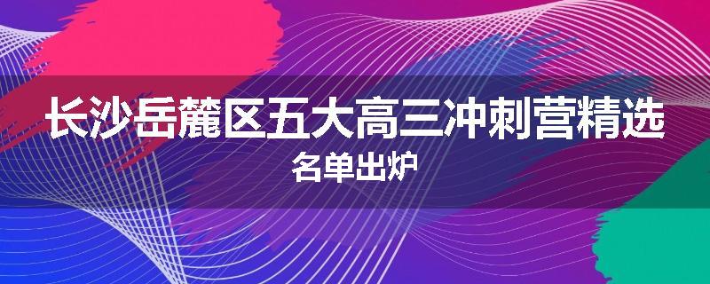 长沙岳麓区五大高三冲刺营精选名单出炉