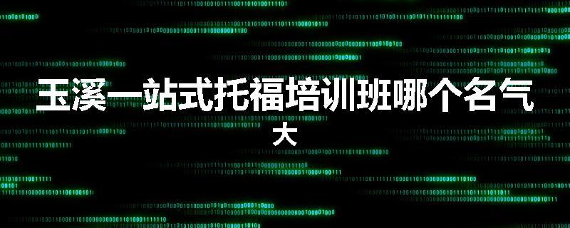玉溪一站式托福培训班哪个名气大