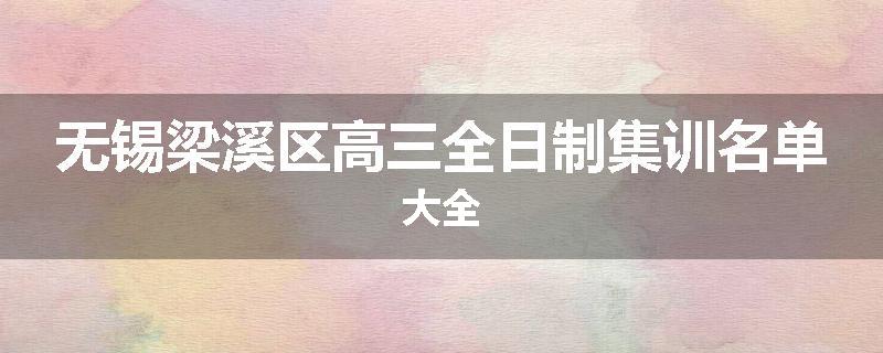 无锡梁溪区高三全日制集训名单大全