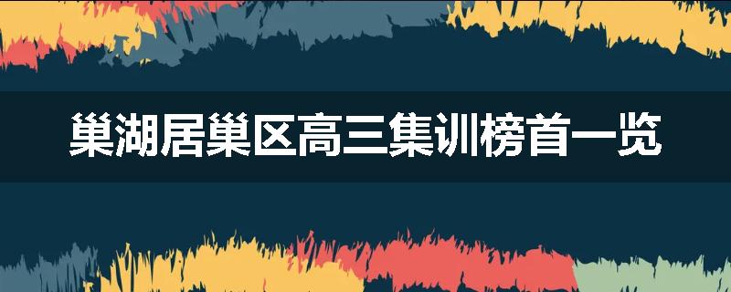 巢湖居巢区高三集训榜首一览