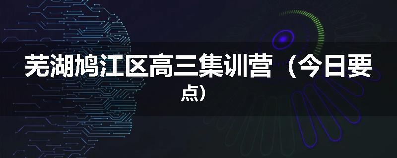 芜湖鸠江区高三集训营（今日要点）