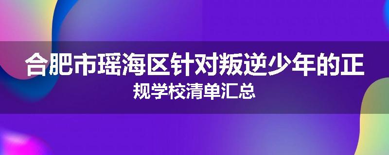 合肥市瑶海区针对叛逆少年的正规学校清单汇总