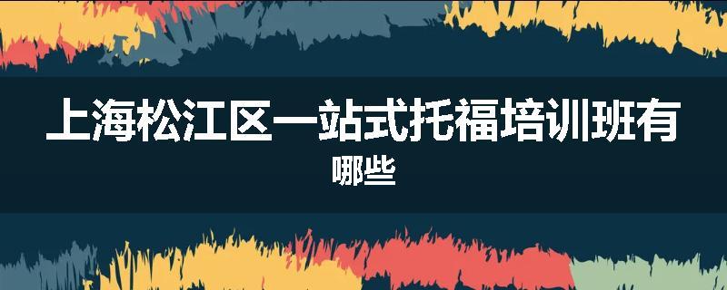 上海松江区一站式托福培训班有哪些
